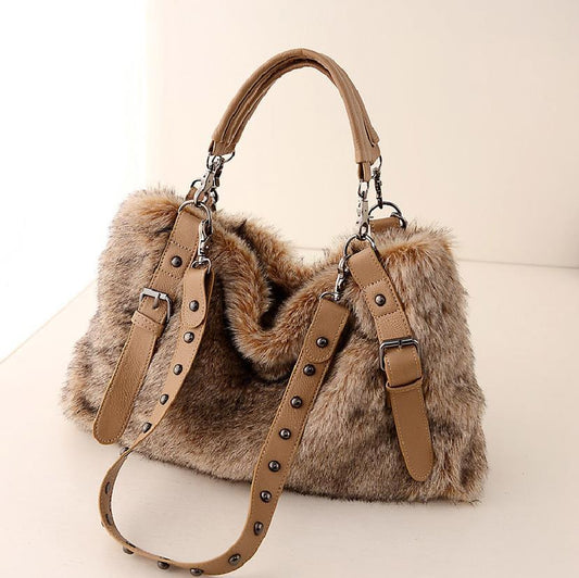 2022 new winter hair three bag shoulder fur fashion portable female bag wholesale manufacturers Hers Haven