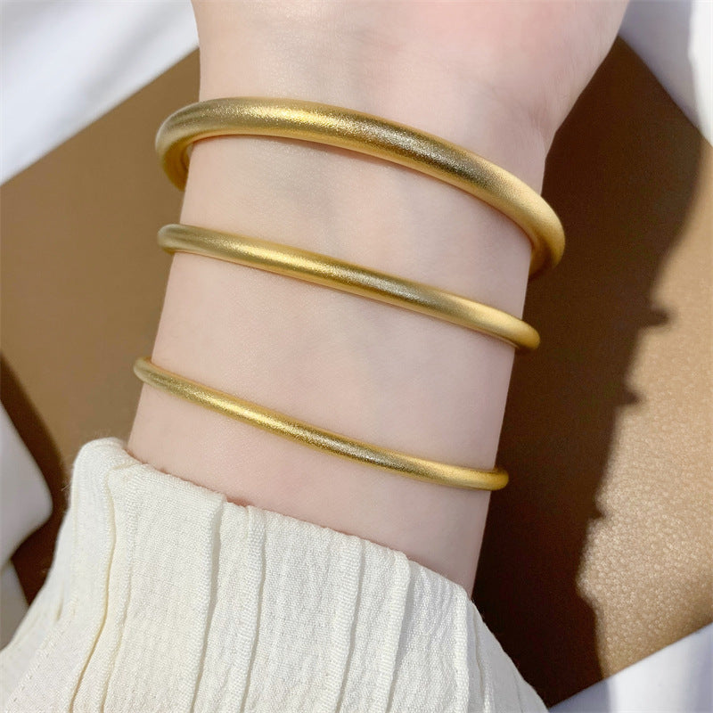 Sand Gold Ancient Method Inheritance Bracelet Female  Imitation Gold Frosted Plain Ring Bracelet Bracelet Does Not Fade Hers Haven