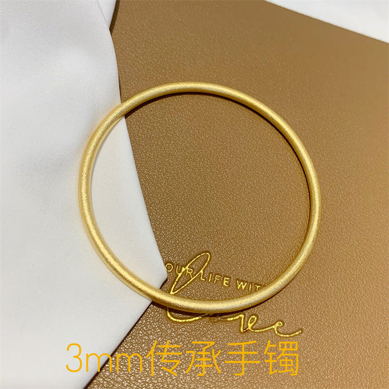 Sand Gold Ancient Method Inheritance Bracelet Female  Imitation Gold Frosted Plain Ring Bracelet Bracelet Does Not Fade Hers Haven