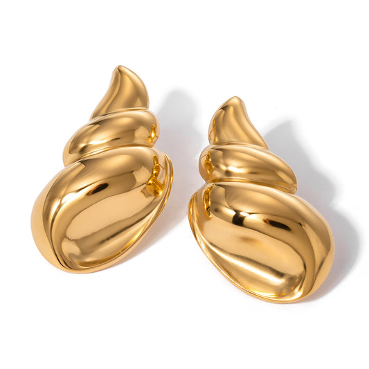 18k Gold Stainless Steel Three-dimensional Conch Earrings Hers Haven