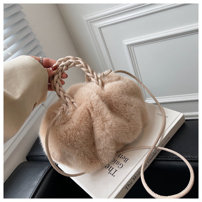 Rabbit Fur Plush Cloud Wrinkled Dumpling Portable Temperament Fur Pumpkin Bag Hers Haven