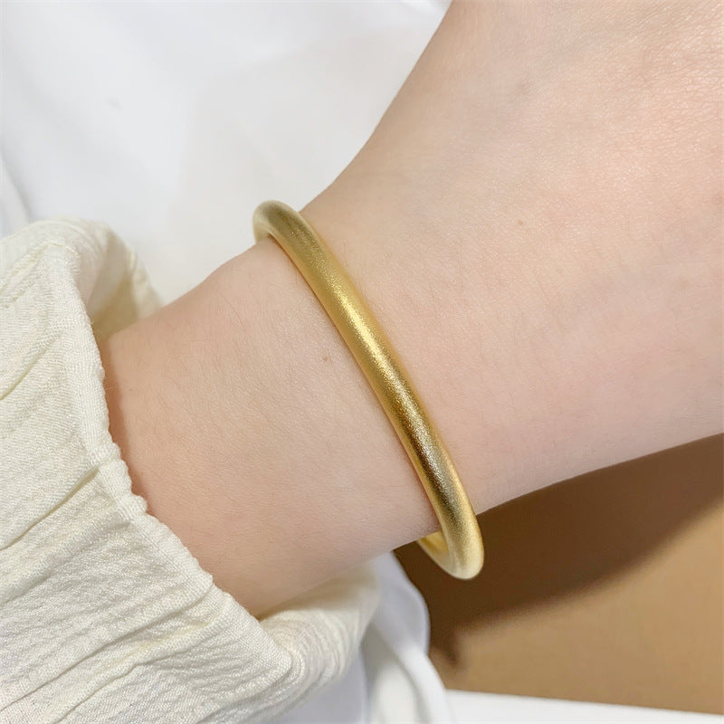 Sand Gold Ancient Method Inheritance Bracelet Female  Imitation Gold Frosted Plain Ring Bracelet Bracelet Does Not Fade Hers Haven