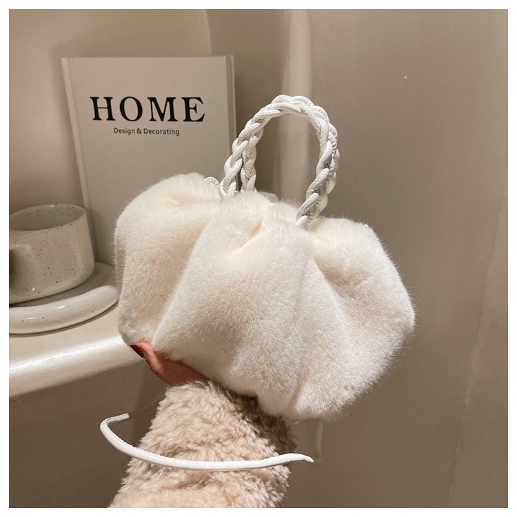 Rabbit Fur Plush Cloud Wrinkled Dumpling Portable Temperament Fur Pumpkin Bag Hers Haven