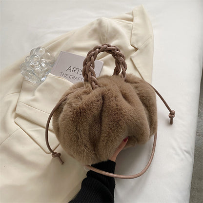 Rabbit Fur Plush Cloud Wrinkled Dumpling Portable Temperament Fur Pumpkin Bag Hers Haven