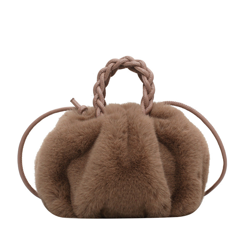 Rabbit Fur Plush Cloud Wrinkled Dumpling Portable Temperament Fur Pumpkin Bag Hers Haven