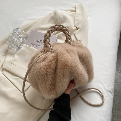 Rabbit Fur Plush Cloud Wrinkled Dumpling Portable Temperament Fur Pumpkin Bag Hers Haven