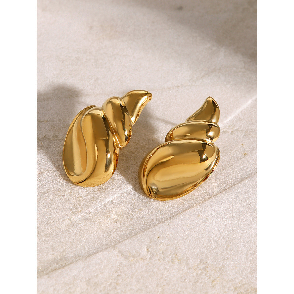 18k Gold Stainless Steel Three-dimensional Conch Earrings Hers Haven