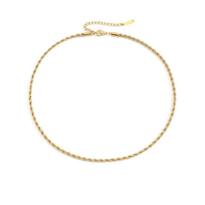 Gold-plated Twist Chain Necklace Men And Women Stainless Steel Clavicle Chain Necklace Non-fading Wholesale Hers Haven