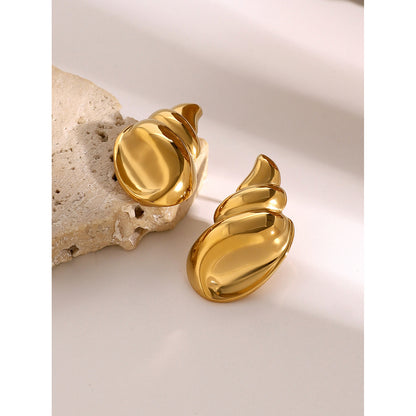 18k Gold Stainless Steel Three-dimensional Conch Earrings Hers Haven